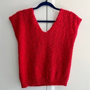 Vintage Cherry Red Short Sleeve Sweater